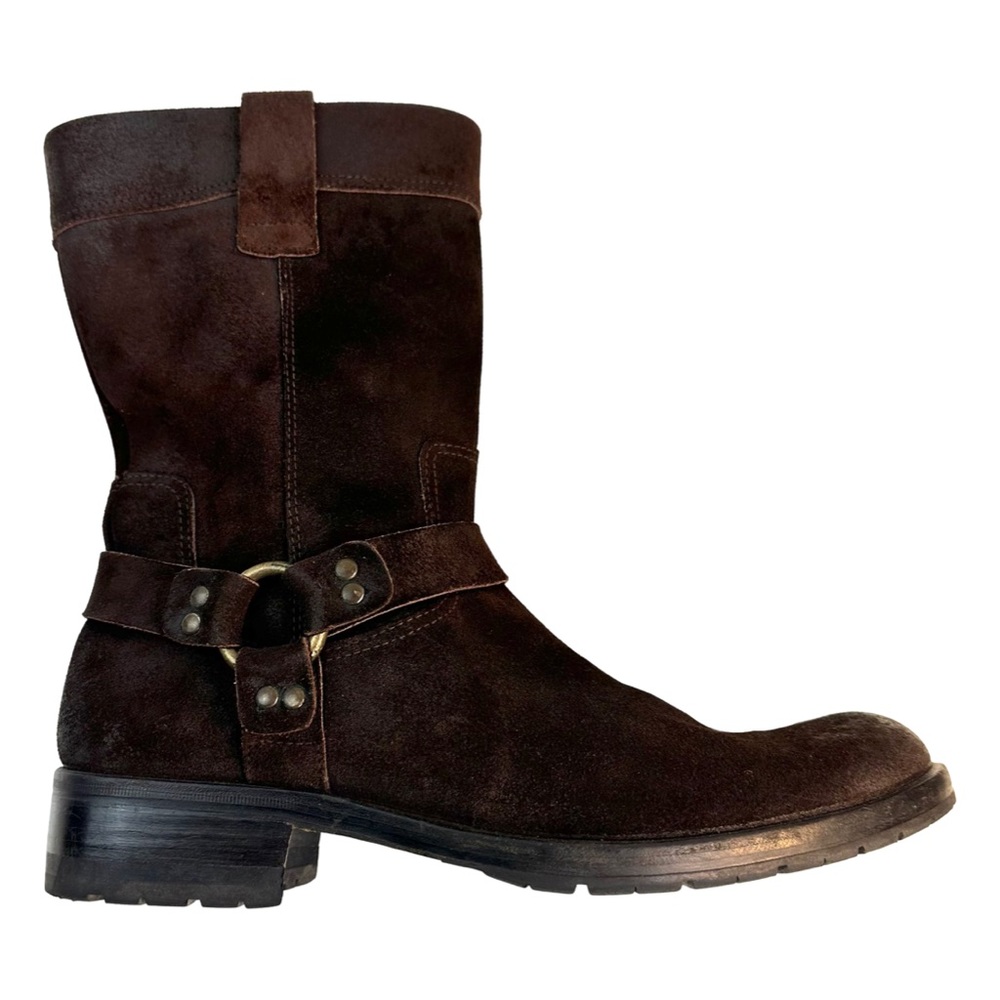 To Boot New York Men’s Vega Whiskey Brown Suede Harnes Buckle Boots Shoes Size:8